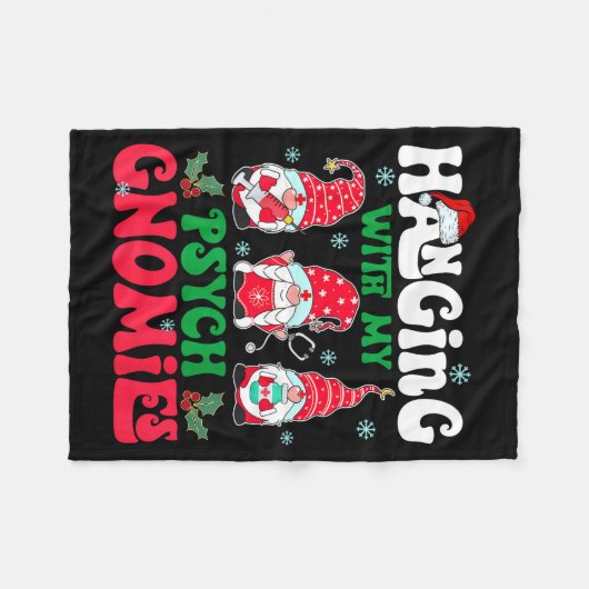 Hanging With My Psych Gnomies Nurse Gnome Funny Ch Fleece Deken (Voorkant (Horizontaal))