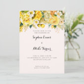 Hanging Yellow Flowers Blush Garden Weddenschap Kaart (Staand voorkant)