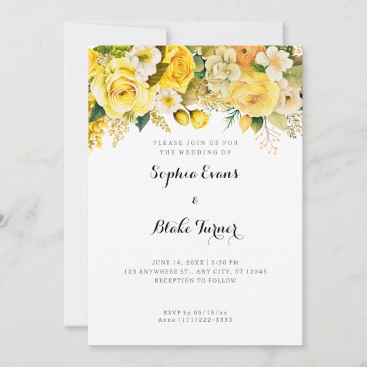 Hanging Yellow Flowers White Garden Weduwschap Kaart (Voorkant)