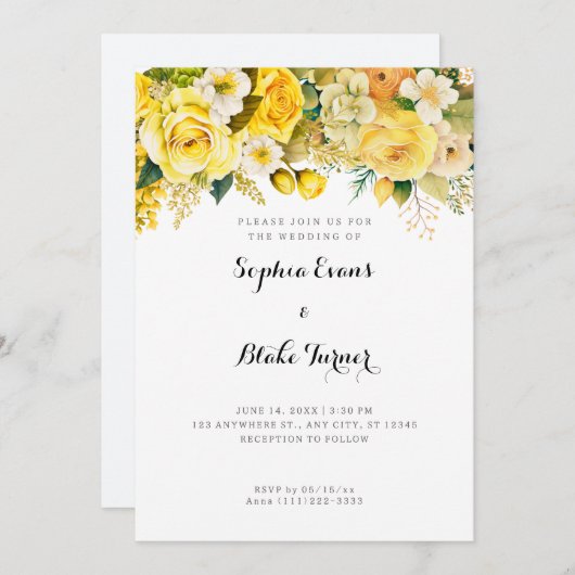 Hanging Yellow Flowers White Garden Weduwschap Kaart (Voorkant / Achterkant)