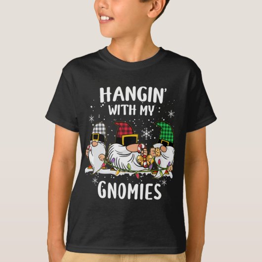 Hangin's met mijn Gnomen Drie Gnomes Kerstmannen T-shirt (Voorkant)