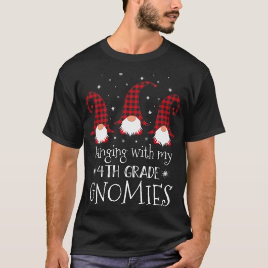 Hangin's met mijn Gnomen Drie Gnomes Kerstmannen T-shirt (Voorkant)