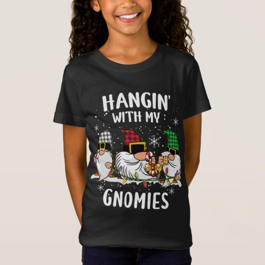 Hangin's met mijn Gnomen Drie Gnomes Kerstmannen T-shirt (Voorkant)
