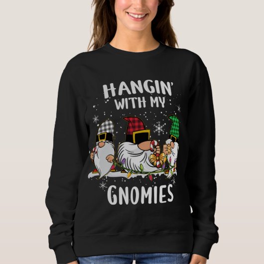Hangin's met mijn Gnomen Drie Gnomes Kerstmannen Trui (Voorkant)