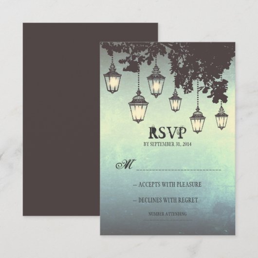  hanglampen BRUILOFT RSVP KAARTEN (Voorkant / Achterkant)