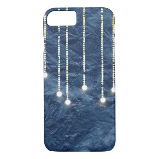 Hanglampen gloeien op marineblauwe textuur Case-Mate iPhone case (Achterkant)