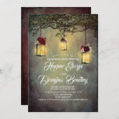 Hanglantaarns rustieke landverlovingsfeest kaart (Voorkant / Achterkant)