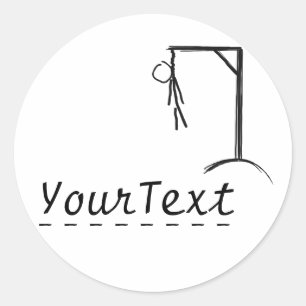 hangman met een woord van je keuze ronde sticker