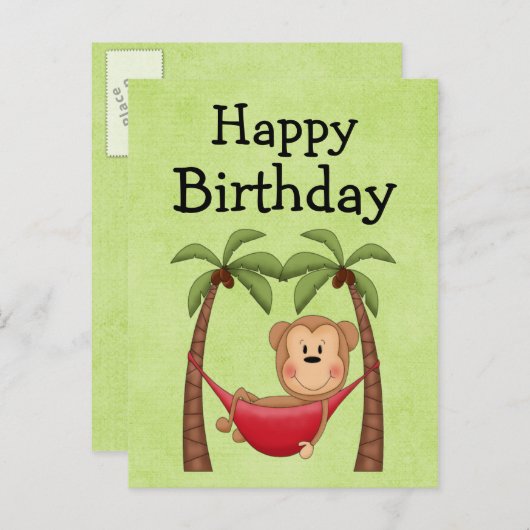 Hangmat Aap Verjaardag Uitnodiging (Voorkant / Achterkant)