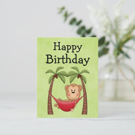 Hangmat Aap Verjaardag Uitnodiging Briefkaart (Staand voorkant)