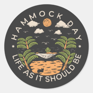 Hangmat dag leven zoals het hoort te zijn ronde sticker