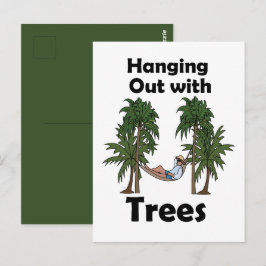 Hangmat Kamperen Uitwaaien Tussen Bomen Grappige Q Briefkaart