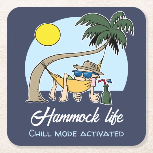 Hangmat Life Chill Mode Geactiveerde Grappige Cart Kartonnen Onderzetters (Voorkant)
