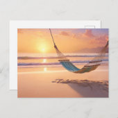 Hangmat op het strand bij zonsondergang briefkaart (Voorkant / Achterkant)