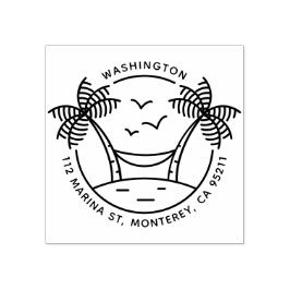 Hangmat & palmbomen | Tropisch familieadres Rubberstempel