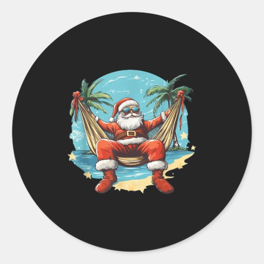 Hangmat Sinterklaas Kostuum met Zonnebril Outfit Ronde Sticker (Voorkant)