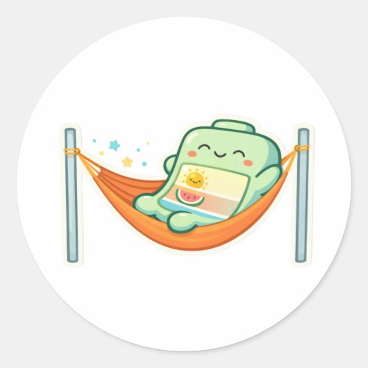 Hangmatrust Ronde Sticker (Voorkant)