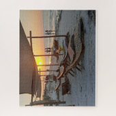 Hangmatten bij de zee bij zonsondergang legpuzzel (Verticaal)