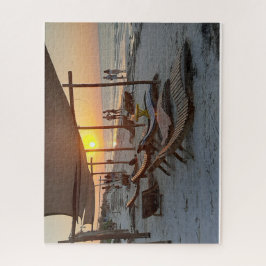 Hangmatten bij de zee bij zonsondergang legpuzzel