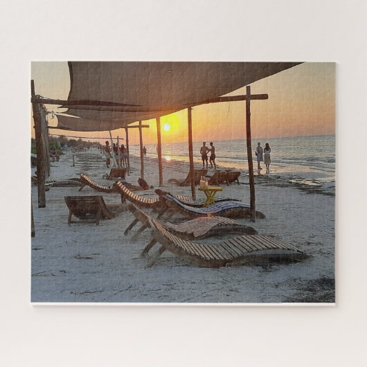 Hangmatten bij de zee bij zonsondergang legpuzzel (Horizontaal)