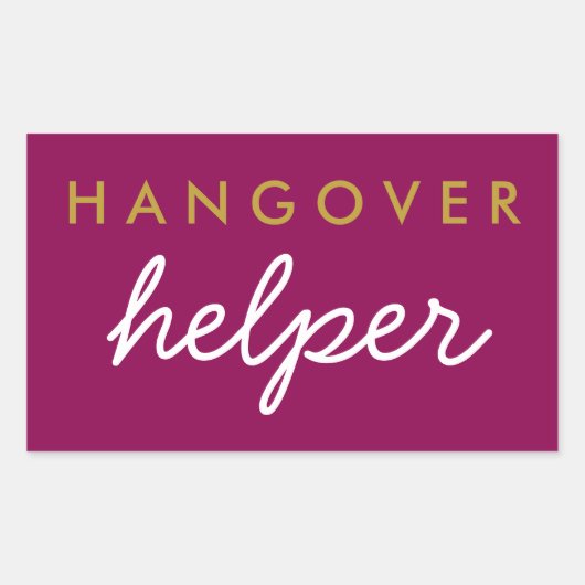 Hangover Helper Wedding Favor Magenta Gold Rechthoekige Sticker (Voorkant)