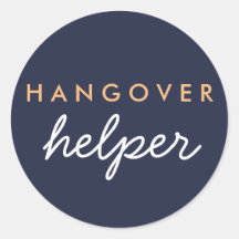 Hangover Helper Wedding Favor Sticker Navy Peach