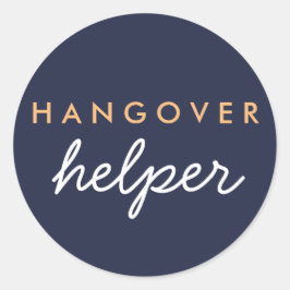 Hangover Helper Wedding Favor Sticker Navy Peach