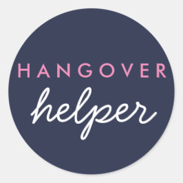 Hangover Helper Wedding Favor Sticker Navy Pink