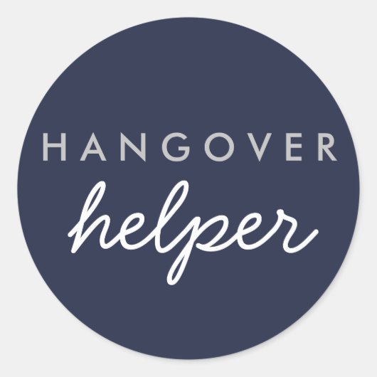 Hangover Helper Wedding Favor Sticker Navy Silver (Voorkant)