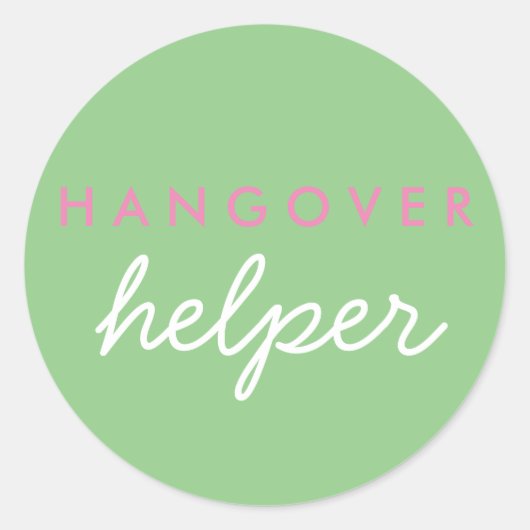 Hangover Helper Wedding Favor Sticker Sage Pink (Voorkant)