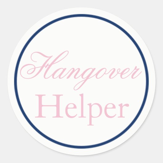 "Hangover Helper" Wedding Sticker Blush Pink/Navy (Voorkant)
