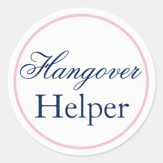 "Hangover Helper" Wedding Sticker Blush Pink/Navy (Voorkant)