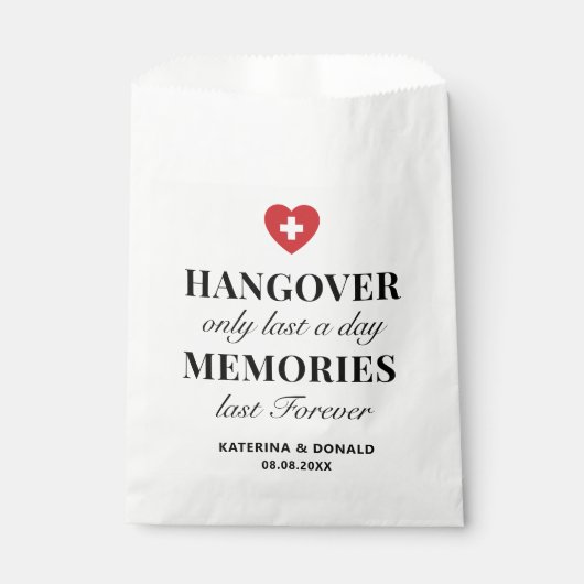 Hangover is nog maar een dag geleden herinneringen bedankzakje (Voorkant)