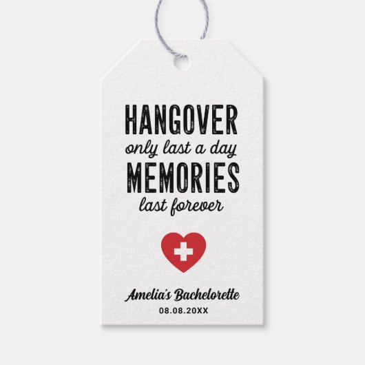 Hangover is nog maar een dag geleden herinneringen cadeaulabel (Voorkant)