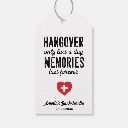 Hangover is nog maar een dag geleden herinneringen cadeaulabel (Achterkant)