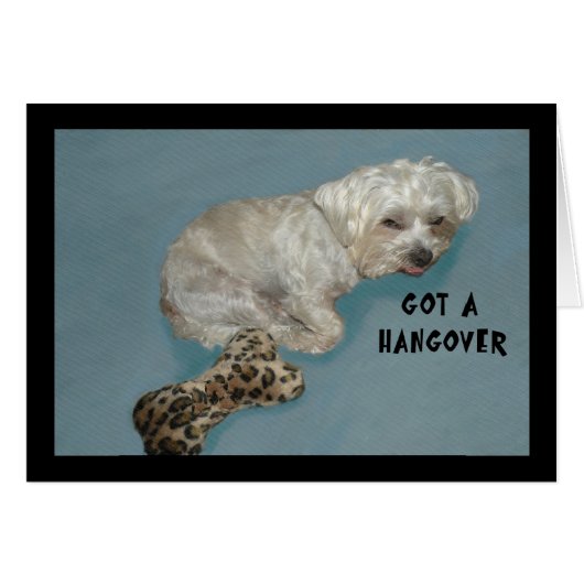 Hangover-Kaart met White Lhasa Dog (Voorkant Horizontaal)