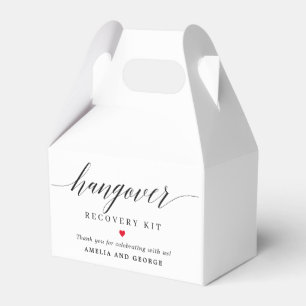 Hangover Kit bewerkbare kleur Modern Script Bedankdoosjes