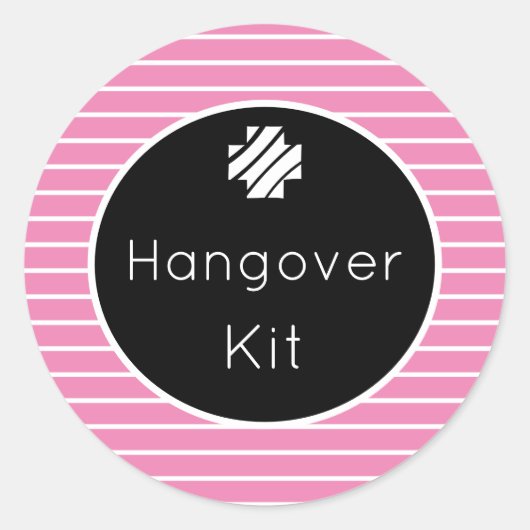 Hangover Kit Black en Roze stripte stickers (Voorkant)