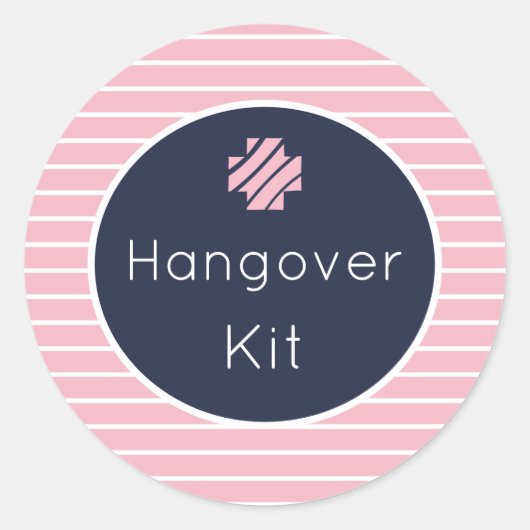 Hangover Kit roze en marinegestreepte stickers (Voorkant)