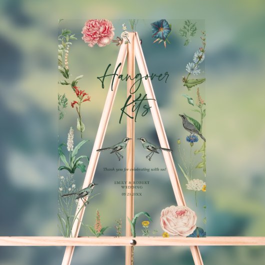 Hangover kits teken exotische wilde bloem Lijst Acryl Bord (Neutraal)