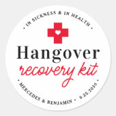 Hangover Recovery Kit Personalized Wedding Favor Ronde Sticker (Voorkant)