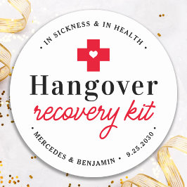 Hangover Recovery Kit Personalized Wedding Favor Ronde Sticker