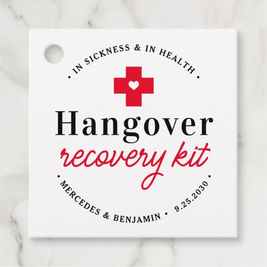 Hangover Recovery Kit Personalized Wedding Party Bedankjes Labels (Voorkant)