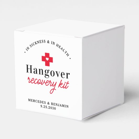 Hangover Recovery Kit Personalized Wedding Square Bedankdoosjes (Voorkant Zijde)