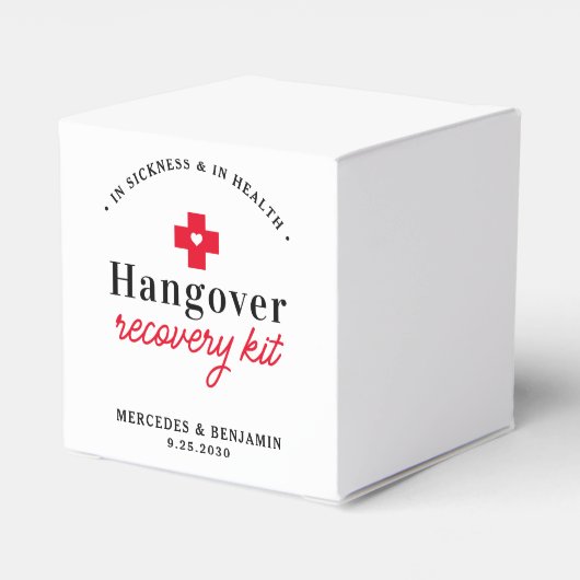 Hangover Recovery Kit Personalized Wedding Square Bedankdoosjes (Achterkant)