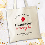 Hangover Recovery Kit Personalized Wedding Tote Bag<br><div class="desc">Hangover Relief Kit. Deze leuke bruiloft gunt canvas tas is perfect om je eigen kits te maken voor je gasten, essentieel als je van plan bent om een open bar te hebben. Bezoek ons collectie voor huwelijksgunsten, en hangover kit gunsten en trouwkeepsakes. Personaliseer met naam en datum. COPYRIGHT © 2020...</div>