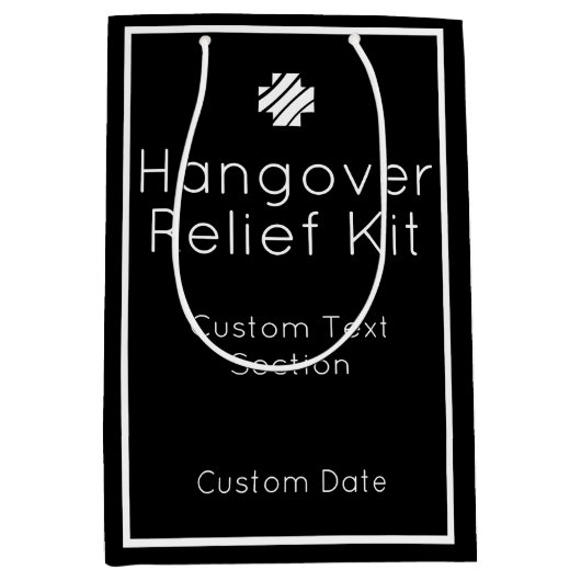 Hangover Relief Kit Black en White Gift Bag Medium Cadeauzakje (Voorkant)