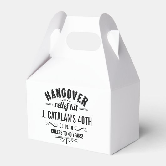 Hangover Relief Kit | feestdag Bedankdoosjes (Voorkant Zijde)