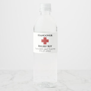 Hangover Relief Kit Fles Label Waterfles Etiket