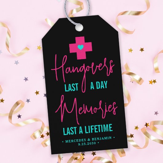 Hangover Relief Kit Hot Pink Blauwgroen bruiloft Cadeaulabel